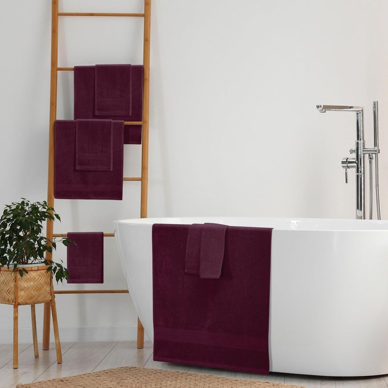 Belizzi Home 8 Piece Towel Set 100% Ring Spun Cotton, 2 Bath Towels 27x54, 2 Hand Towels 16x28 and 4 Washcloths 13x13 - Ultra Soft Highly Absorbent Machine Washable Hotel Spa Quality - Burgundy - Image 4